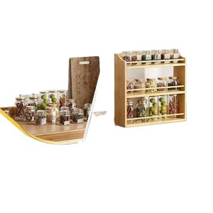 Bamboo Multi-layer Kitchen <b>Spice</b> <b>Rack</b> 3 Tier Wooden Storage With Glass <b>Jars</b> <b>For</b> <b>Spice</b> Organization Desktop Use - Product Image 5