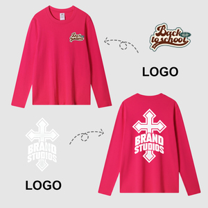 T-shirt décontracté unisexe à manches longues en coton épais 230G, imprimé style japonais vintage, coupe classique, pour usage quotidien, vente en gros - Product Image 3