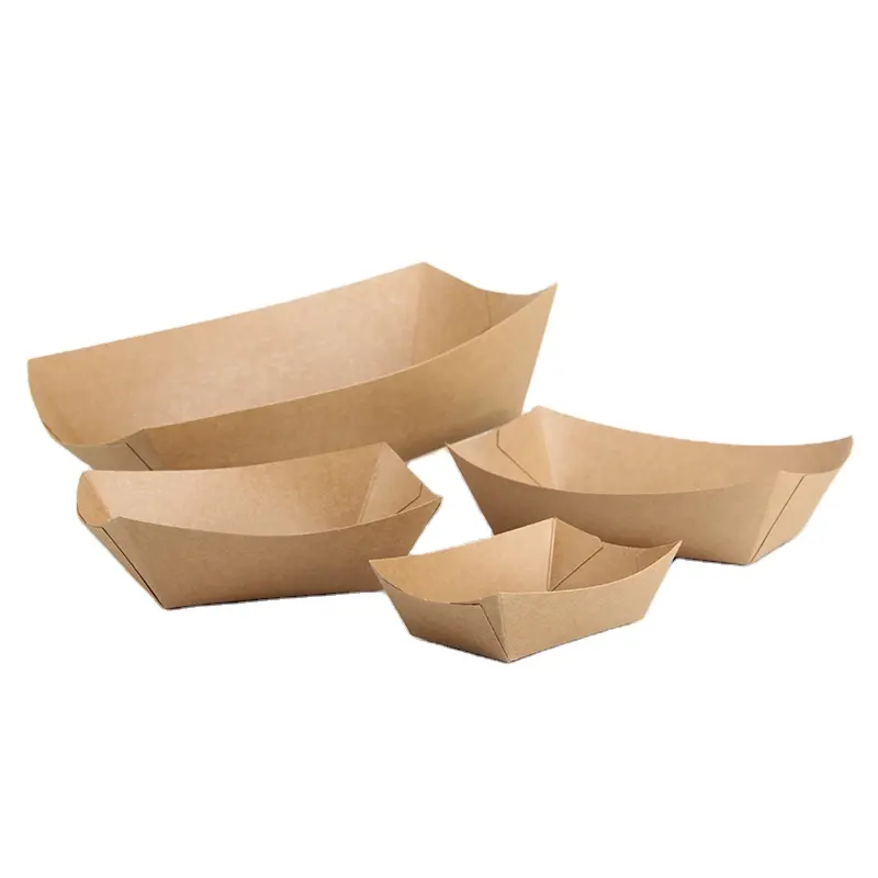 Papier Voedsel Lade Voor Snack Wegwerp Kraftpapier Voedsel Dienblad Bulk Bruin Voor Nachos Tacos Bbq Frietjes