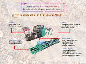 מקדחות סלע לעומק רב עם פטיש <span class=keywords><strong>DTH</strong></span> בלחץ אוויר גבוה ומשאבה מונעת דיזל, עומק קידוח מקסימלי 70 מטר, ניידות - Product Image 5