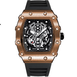 Orologio da Polso ZIDO di Lusso per <span class=keywords><strong>Uomo</strong></span>, in Acciaio Inossidabile, al Quarzo, con Cinturino in <span class=keywords><strong>Silicone</strong></span> Luminoso, Cassa Tonneau, Sportivo ed Elegante - Product Image 4