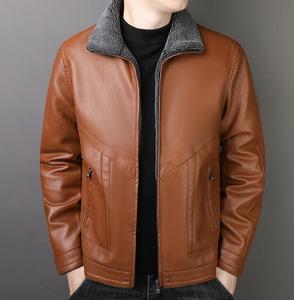 Giacca invernale calda da uomo giacca <span class=keywords><strong>marrone</strong></span> collo di <span class=keywords><strong>pelliccia</strong></span> giacca di pelle spessa giacca di pelle per uomo - Product Image 6