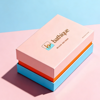Boîte cadeau de luxe Bathique en papier rigide écologique recyclable en deux parties, finition mate, doublure en éponge, couleur pastel, personnalisable