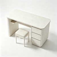 Ensemble coiffeuse moderne en bois de pin blanc avec miroir et tabouret, éco-responsable, pour chambre à coucher, avec tiroirs de rangement