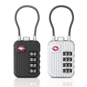 Lucchetto TSA a 4 cifre con cavo in acciaio, in lega di zinco autentica TSA-542, nero/argento, per <span class=keywords><strong>controllo</strong></span> di sicurezza aeroportuale globale - Product Image 5