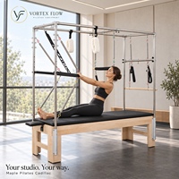 Table trapèze Cadillac en chêne massif et érable, cuir microfibre, équipement de studio Pilates Reformer OEM/ODM pour l'enseignement et la pratique