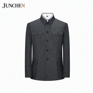 Traje Zhongshan Gris Oscuro JC2303, Traje de Alta Gama para Hombre, Estilo Chino Informal para Primavera y Otoño, Conjunto para Hombres de Mediana Edad - Product Image 5
