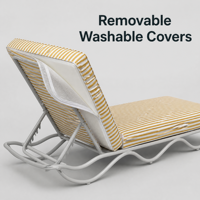 Chaise longue d'extérieur avec cadre en acier inoxydable thermolaqué, dossier réglable, base en zigzag, lit de soleil pour hôtel, villa, jardin, piscine, complexe hôtelier