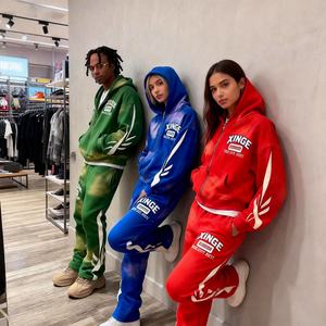 Conjunto Deportivo Personalizado con Lavado Ácido, Traje de Algodón para Correr, Sudadera Bordada, Pantalones Deportivos Acampanados y Sudadera con Capucha, Conjunto Deportivo Desgastado para Hombre - Product Image 3