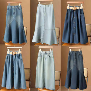 <span class=keywords><strong>กระโปรง</strong></span>ผ้ายีนส์ทรงยาวสำหรับผู้หญิงแฟชั่นลำลองย้อนยุคทรง<span class=keywords><strong>หางปลา</strong></span>สะโพกลายดอกไม้สไตล์เซ็กซี่ขายส่ง - Product Image 5