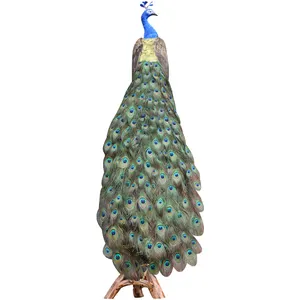 High quality simulated animal Christmas Wedding decoration supplies elegant crafts blue white peacock for shopping home ornament