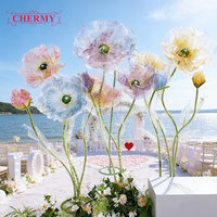 Accessoires de décoration de fenêtre fleur géante artificielle faux grand mariage 3d fleur faite à la main