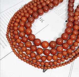 High Quality 4mm 6mm 8mm 10mm 12mm Natural Red Jasper Stone Loose Beads Round Beads