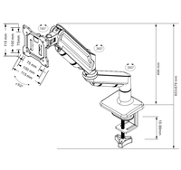Soporte de Escritorio de Aluminio para un Solo Monitor con Resorte de Gas de 13-32 Pulgadas, Plegable, Vertical, Giratorio, Inclinable y Ergonómico