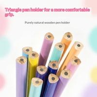 Crayons HB multicolores élégants pour l'école, logo personnalisable, corps triangulaires, conception gratuite, crayons standard