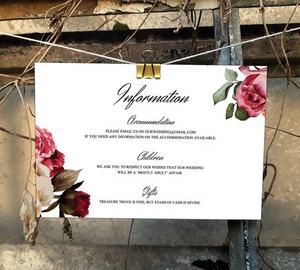 Carte d'invitation de mariage d'impression florale rouge avec la carte de <span class=keywords><strong>RSVP</strong></span> pour la noce - Product Image 3
