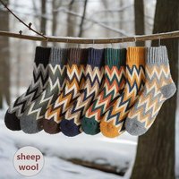 Meilleures chaussettes pour temps froid, épaisses et chaudes, style Harajuku rétro, chaussettes en laine de mouton lourde avec imprimé en zigzag