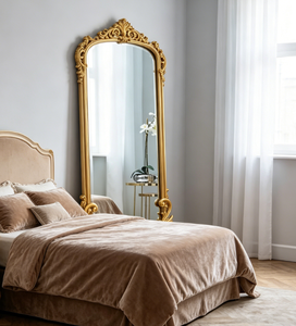 Heavenly <b>Mirror</b> Antique <b>Gold</b> <b>Ornate</b> Full Length Arched Vintage Wood Floor Standing <b>Mirror</b> with Carved Frame for Home Decor - Product Image 1