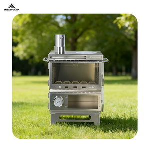 Réchaud de camping portable au charbon de bois INBESTCAMP avec four à <span class=keywords><strong>pizza</strong></span> intégré, ustensiles de cuisine en acier inoxydable pour les excursions en plein air, camping, bois sec - Product Image 1