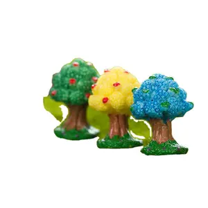 Micro landscape ornaments colorful resin apple tree DIY craft gifts garden home desktop decoration small trinkets green yellow