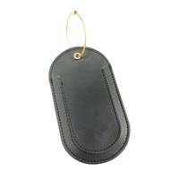 Étiquette de bagage en cuir noir personnalisée de qualité supérieure avec anneau de suspension et rabat en cuir PU, accessoires de voyage, fournisseur d'usine
