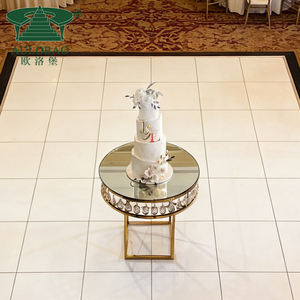 Elegante tiempo fiesta decoración usada base de metal dorado mesa de pastel de boda - Product Image 3