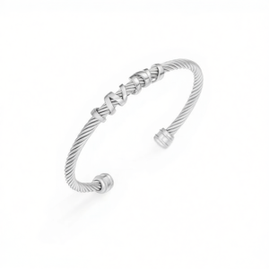 Amy Amy Stainless Steel <b>Cuff</b> <b>Bracelet</b> B1123 <b>Silver</b> Plated Classic Women's Jewelry Gift - Product Image 4