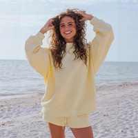 Nouvel ensemble décontracté pull col rond et pantalon à manches longues en polaire couleur unie pour femme, en polyester
