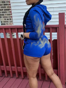 Abiti da donna alla moda stampa <span class=keywords><strong>felpa</strong></span> <span class=keywords><strong>con</strong></span> cappuccio a maniche lunghe <span class=keywords><strong>con</strong></span> pantaloni sportivi pantaloncini da donna abbinati a due pezzi pantaloncini da jogging - Product Image 4