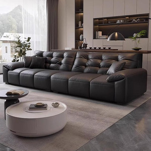 Sofá Grande Minimalista, Juego de Sofás Italianos, Sofá Reclinable de Cuero Moderno de Lujo, Juego de Sofás Modernos, Muebles de Sofá de Cuero de Lujo - Product Image 1