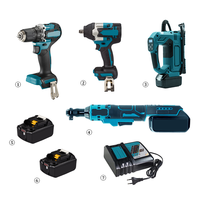 Kit combinado de herramientas eléctricas inalámbricas con batería de litio de 18 V: taladro, destornillador, llave de impacto, compresor de aire y juego de trinquete