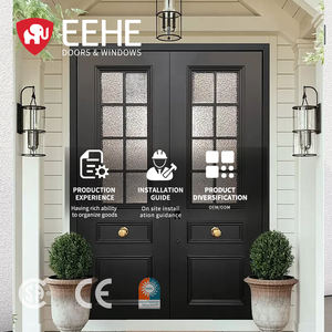 Portes pivotantes EEHE, entrée moderne, couleurs bois, antivol robuste, imperméable, coupe-vent, portes <span class=keywords><strong>d</strong></span>'entrée extérieures <span class=keywords><strong>en</strong></span> aluminium durables - Product Image 1
