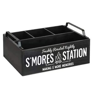 Wooden S'Mores Station <b>Box</b> With Handle Rectangular Dessert <b>Storage</b> For <b>Camping</b> Snacks - Product Image 4