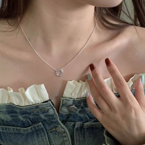 S925 Sterling Silver Hollow <b>Ring</b> <b>Necklace</b> Geometric Design 405cm Chain Length For Women Everyday Wear - Product Image 2
