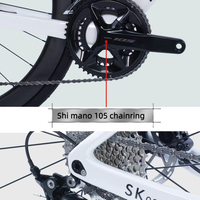 Bicicleta de Carretera de Fibra de Carbono para Adultos, Completamente de Carbono, con Cambio Electrónico Di2 105, Frenos de Disco, para Carreras, Entrenamiento y Recorridos Largos