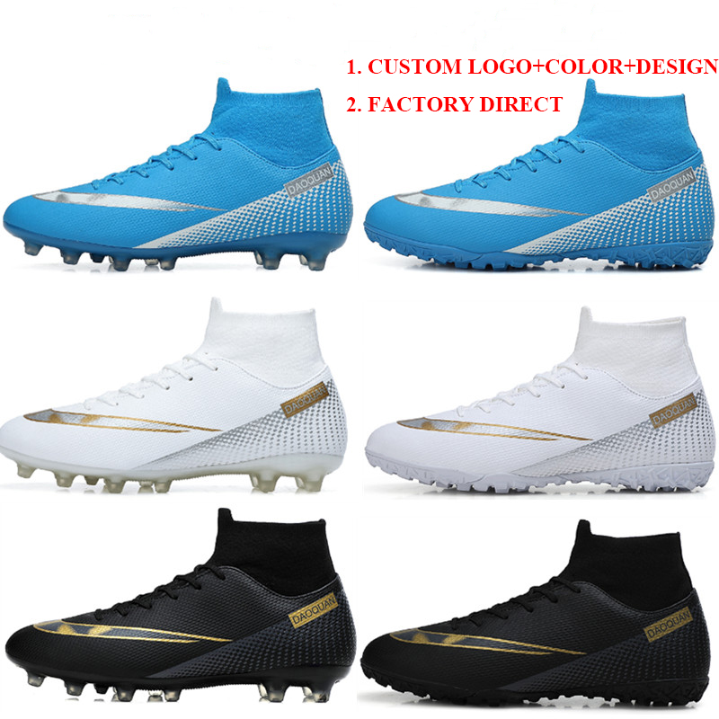 Whoelsale High Quality Men Sports High Ankle Football Boots Shoe Outdoor/Indoor Soccer Shoes Cleats Boys 35-47 Zapatos de Futbol