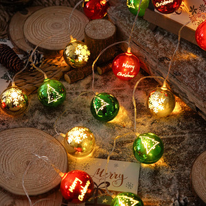 Christmas <b>Ball</b> <b>LED</b> String Lights Solar DC Battery Operated Plastic 10LED Decor for Christmas Tree - Product Image 1