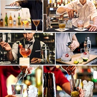 Ensemble de shaker à cocktails moderne personnalisé en acier inoxydable de 16 pièces, 750 ml, shaker de bar, doseur, cuillère, kit de barman, fouet en bambou