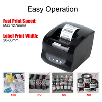 Xprinter 365B Printer Kode Batang Termal 3 Inci, untuk Printer Tanda Terima POS 80Mm BT USB Harga Ponsel Windows Tag Tanpa Tinta