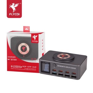 Adaptateur d'alimentation USB FLYCDI 8 ports 140W PD avec écran LED pour ordinateur portable et appareils mobiles, chargeur pour la maison et les voyages - Product Image 1
