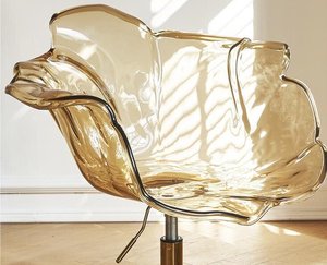 เก้าอี้พลาสติกด้านหลังลายกลีบดอกไม้เก้าอี้รับประทานอาหารสไตล์นอร์ดิกเก้าอี้ดีไซน์เนอร์เก้าอี้เน้นเสียงใส - Product Image 3