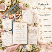 Suite d'invitations de mariage personnalisées bleues à motifs floraux avec dorure à chaud, impression typographique, sceau de cire et carte RSVP – Fabricant, Vente en gros