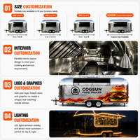 Camion à pizza Cogsun pour pizzas au four à bois et cuisine italienne avec un design élégant, remorque de restauration en acier inoxydable