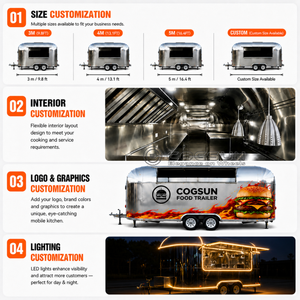 Camioncino per Pizza Cogsun per Pizze a Legna e <span class=keywords><strong>Cucina</strong></span> Italiana con Design Elegante, Rimorchio per <span class=keywords><strong>Catering</strong></span> in Acciaio Inossidabile - Product Image 5