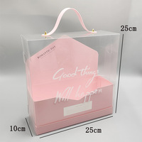 Boîte cadeau à fenêtre transparente, boîte à gâteau vintage à motifs floraux avec poignée, boîte d'emballage transparente pour desserts pour la fête des mères