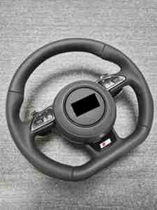 Ensamblaje de Campaña de Volante con Base Plana de Cuero Totalmente Perforado para <span class=keywords><strong>Audi</strong></span> A3 A4 A5 A6 A7 Q3 Q5 Q7 - Product Image 3