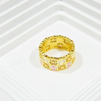 Nouvelle arrivée graver fine vintage 18k bague de créateur en or en gros 925 bijoux en argent dames jointure émail fleur gros anneaux