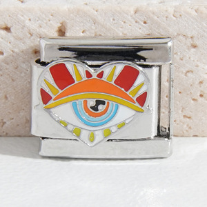 Italian Modular Evil Eye Charm Bracelet Unisex Zinc Alloy Heart Shape Jewelry Gift Accessory Chain - Product Image 5