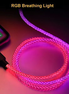 สาย USB C TO Type C ที่ชาร์จเร็วแบบ<span class=keywords><strong>3</strong></span> in 1สายชาร์จข้อมูลแบบเร็วไฟ LED สายชาร์จ USB เรืองแสง - Product Image 2