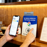 Carte en acrylique NFC personnalisée avec logo, pour les médias sociaux, 100 mm x 25 mm, étanche, époxy, Google Review, étiquette NFC en PVC